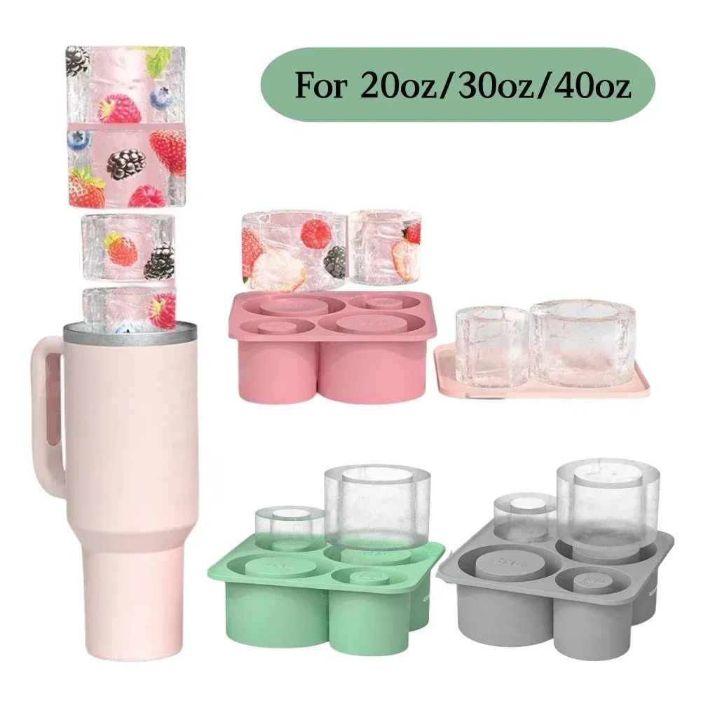 Reusable Silicone Tumbler Ice Tray Set With Storage Bin green