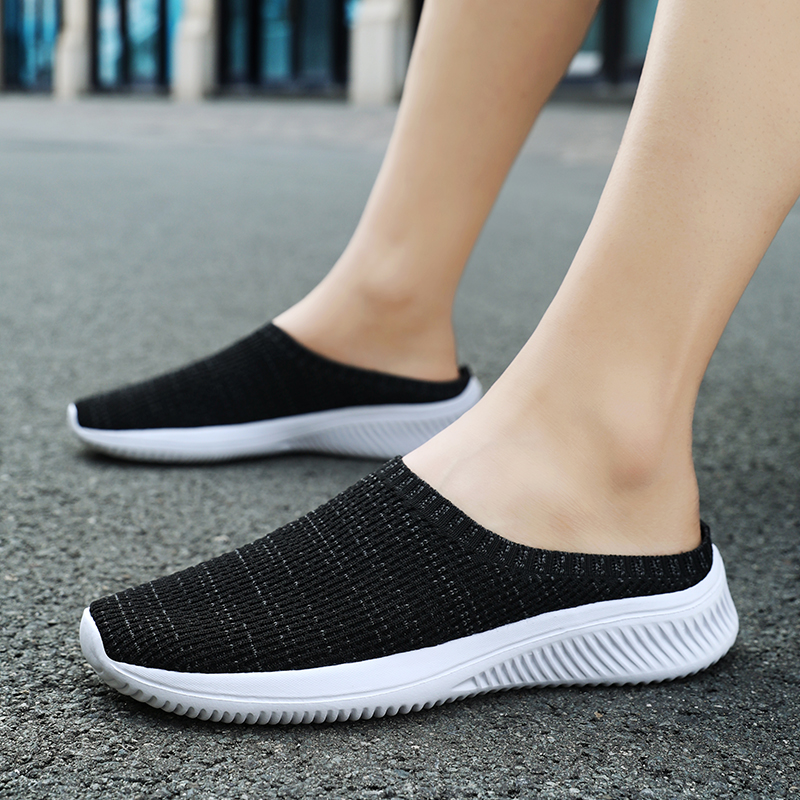 Breathable Summer Mesh Men Casual Shoes, Comfortable Half Loafers, Outdoor Indoor Slippers For Women, Fashion Sneakers black 40