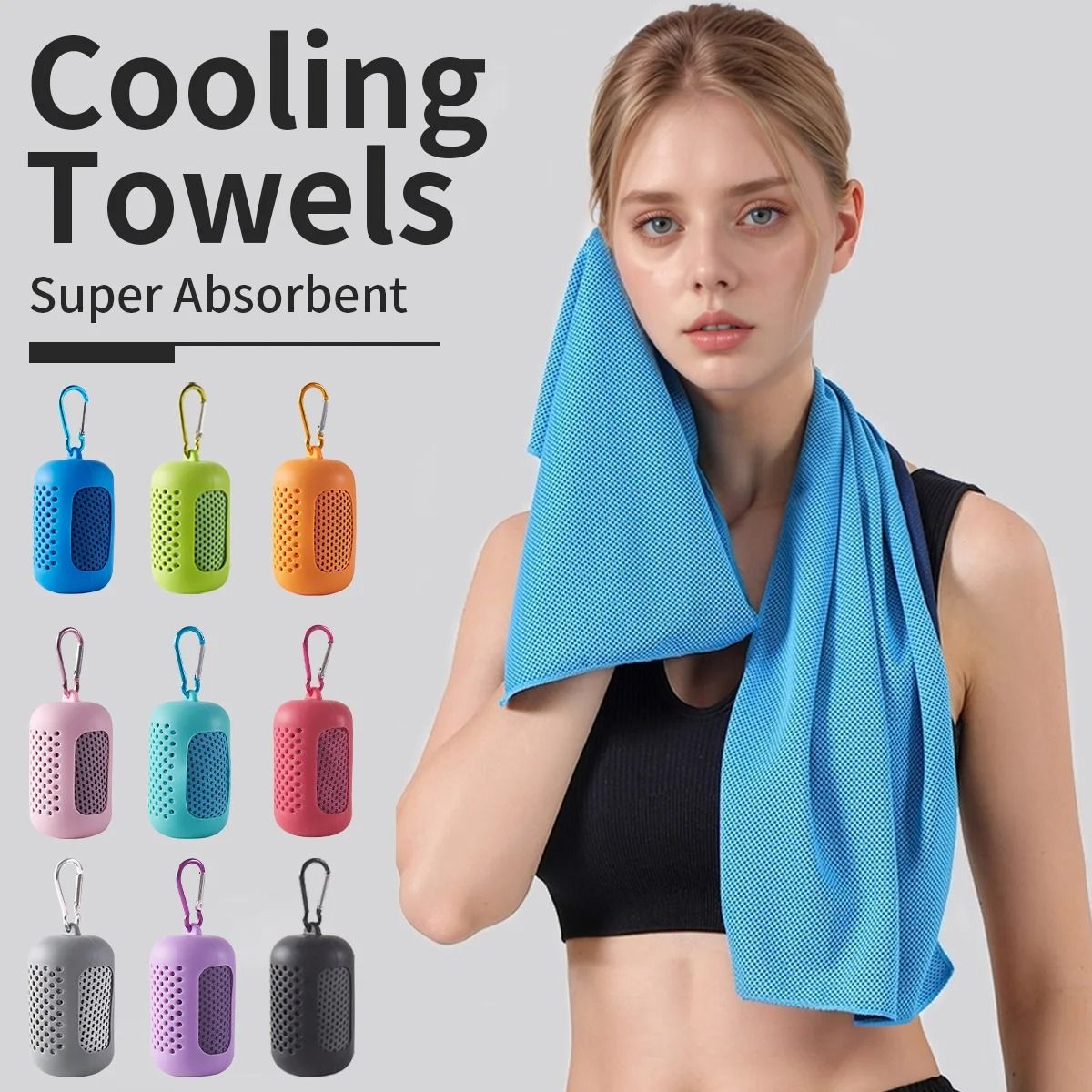 Portable Silicone Wrapped Cooling Towel For Sports And Travel 30 100 Cm black Gray