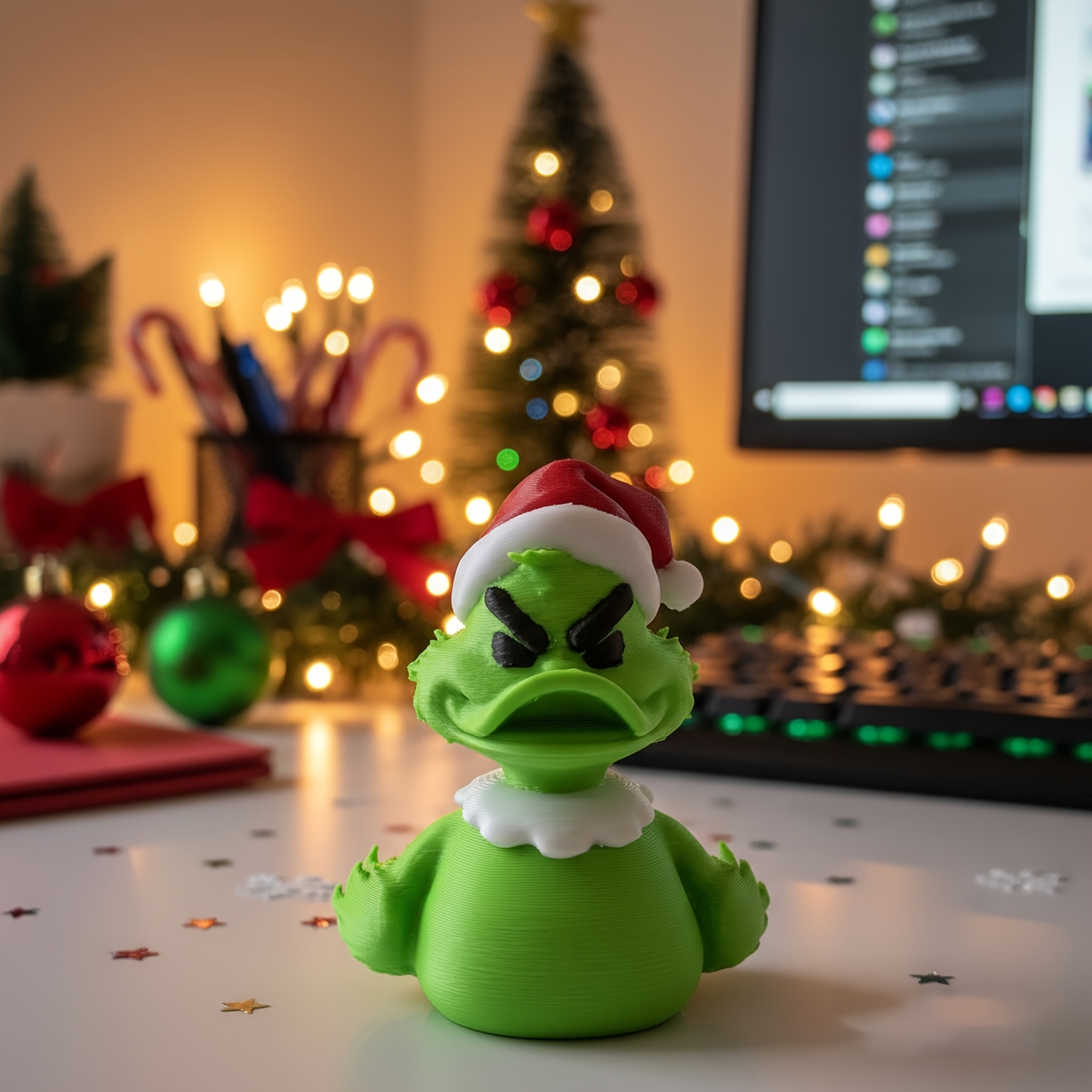 Indoor Outdoor Desktop Christmas Duck Statue, Christmas Home Decoration, Novel Gift For Home Office Indoor Outdoor Desktop Christmas Duck Statue, Christmas Home Decoration, Novel Gift For Home Office