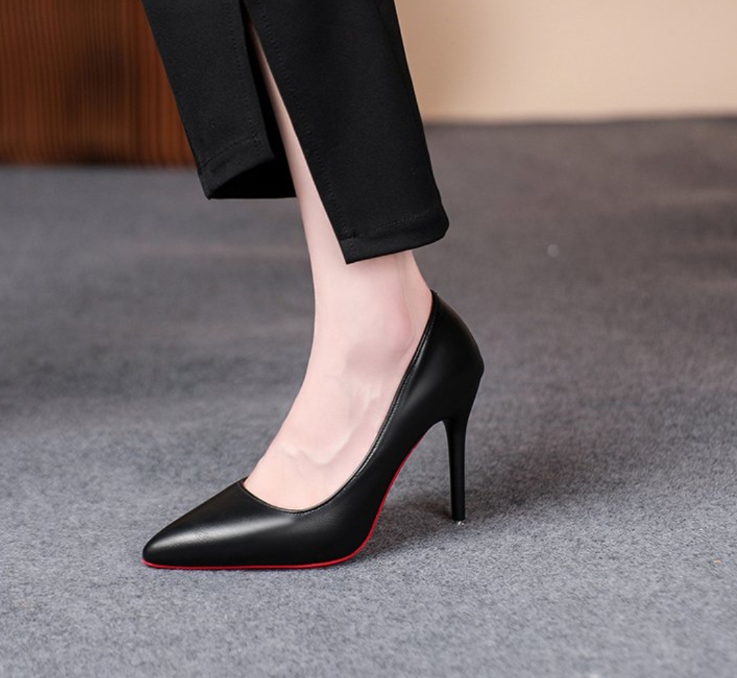 Sexy Red Bottom Women High Heels, Classic Ladies Pumps, Autumn Leather Dress Heel Shoes For Women matte Black 6cm 37