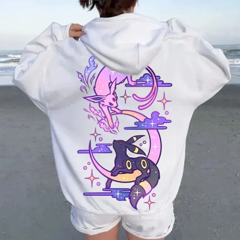 Graphic Print Oversized Hoodie Casual Unisex Sweater grey s