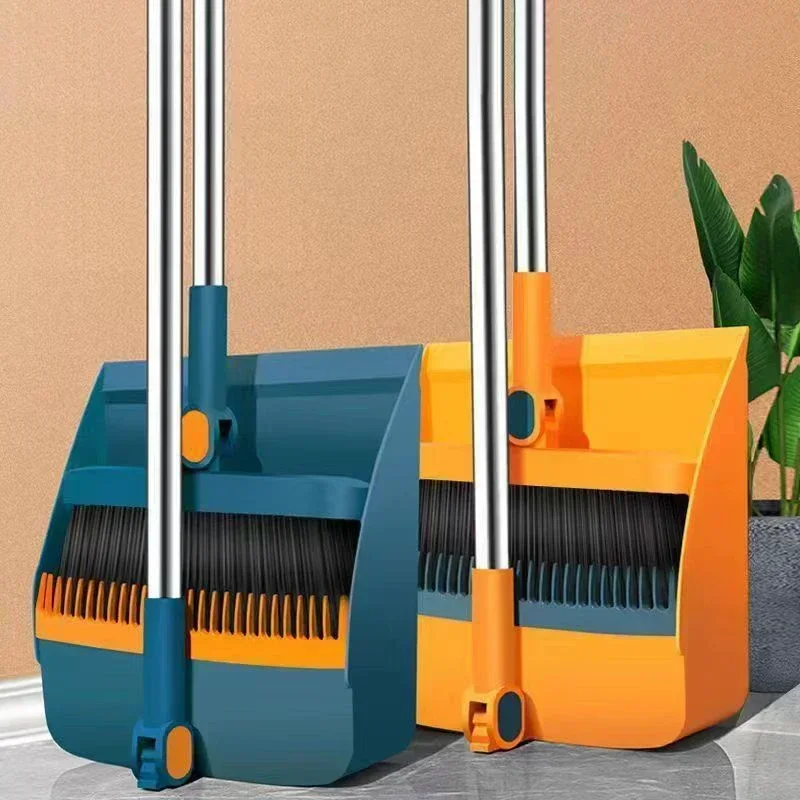 Individual Sweep Broom Dustpan Set Household Broom Brush Head Sweeping Garbage Shovel yellow