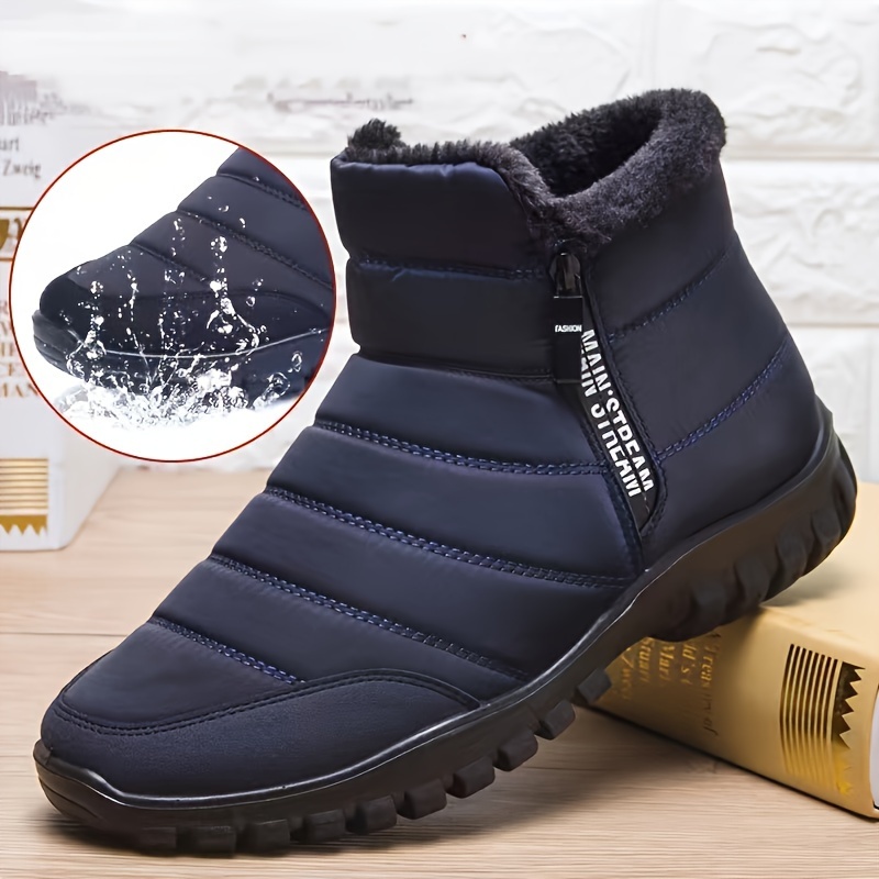Warm Cotton Zipper Snow Ankle Boots Mens Sneakers Winter Shoes, Autumn Shoes Waterproof Snow Boots Shoe blue 42