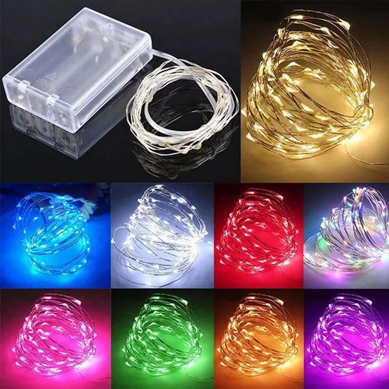Battery Powered LED Copper Wire String Lights pink 3m 30led