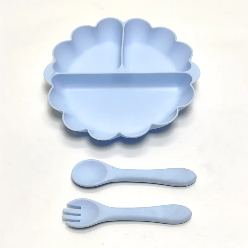 Children's Silicone Dinner Plate Set, Fruit Plate With Convenient Desktop Adsorption, Safe Tableware yellow