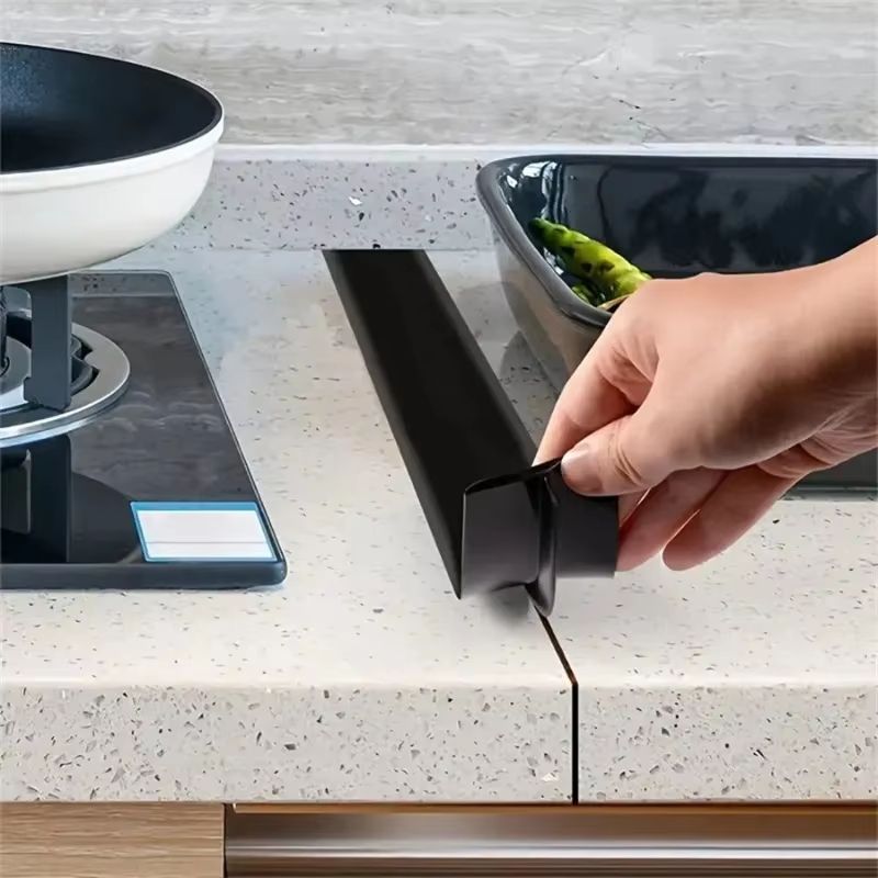 Silicone Stove Top Gap Cover Anti Oil And Anti Stain Kitchen Sealing Strip For Gas Stoves grey 24.80in