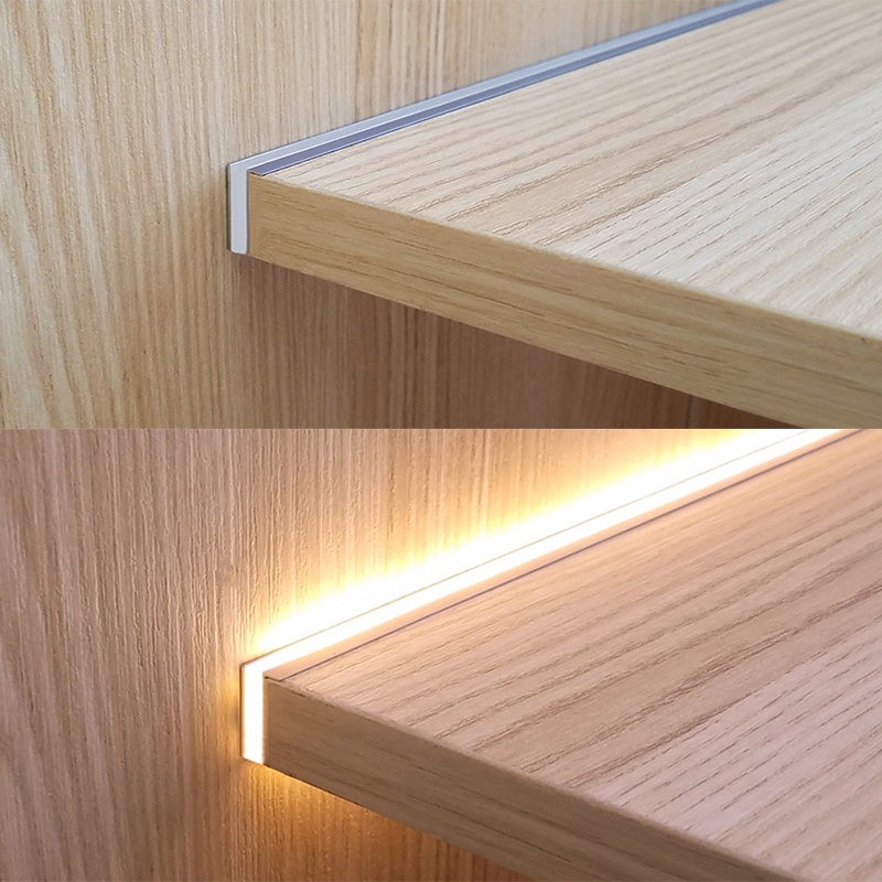Built in LED Strip Cabinet Shelf, Panel Edge Light Lamp, Invisible Glow Cupboard Back Light 1 Piece Combination white(4000k) 40cm