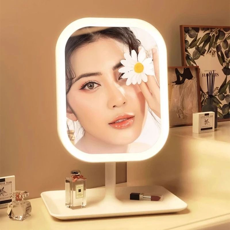 LED Makeup Mirror With Touch Control And 3 Color Lighting pink