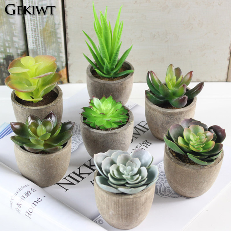 Artificial Succulent Plants, Mini Evergreen Fake Tree Pot, Small Decorative Plants For Office Table And Home Garden Deco i
