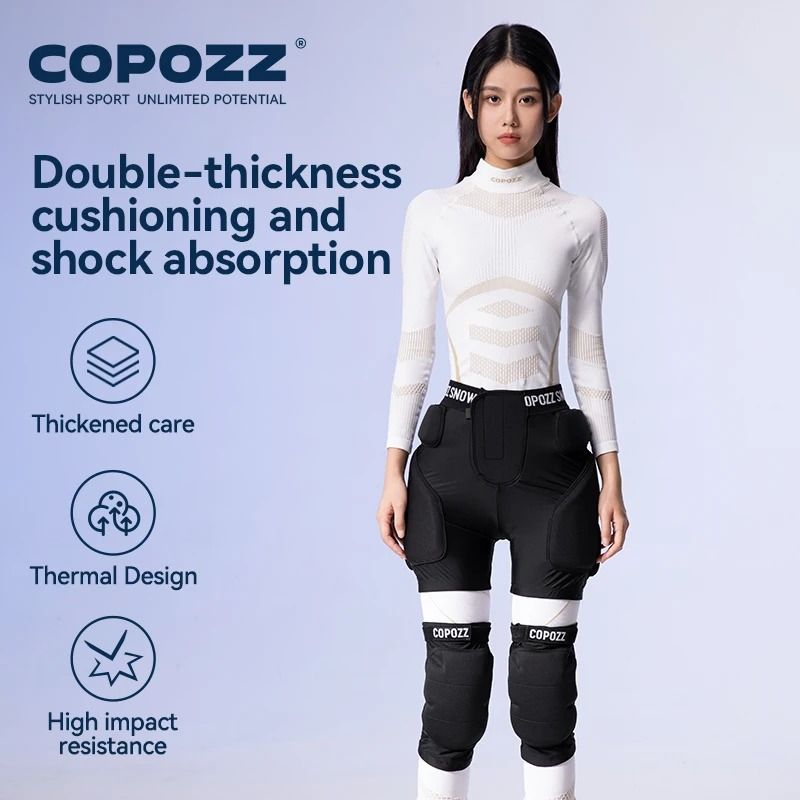 COPOZZ Extreme Sports Hip And Knee Protective Padded Shorts For Ski Skate Snowboard s hip Pad Only
