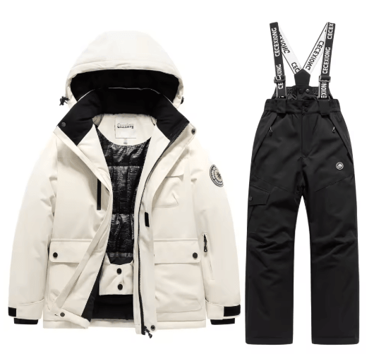 Kids Winter Ski Set, Waterproof, Warm Snow Gear all White 14