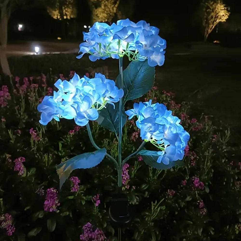 LED Artificial Flower Lights, Solar Hydrangea Lights With 3 Heads For Outdoor Yard, Garden, Lawn, Fence, Pathway Decor LED Artificial Flower Lights, Solar Hydrangea Lights With 3 Heads For Outdoor Yard, Garden, Lawn, Fence, Pathway Decor