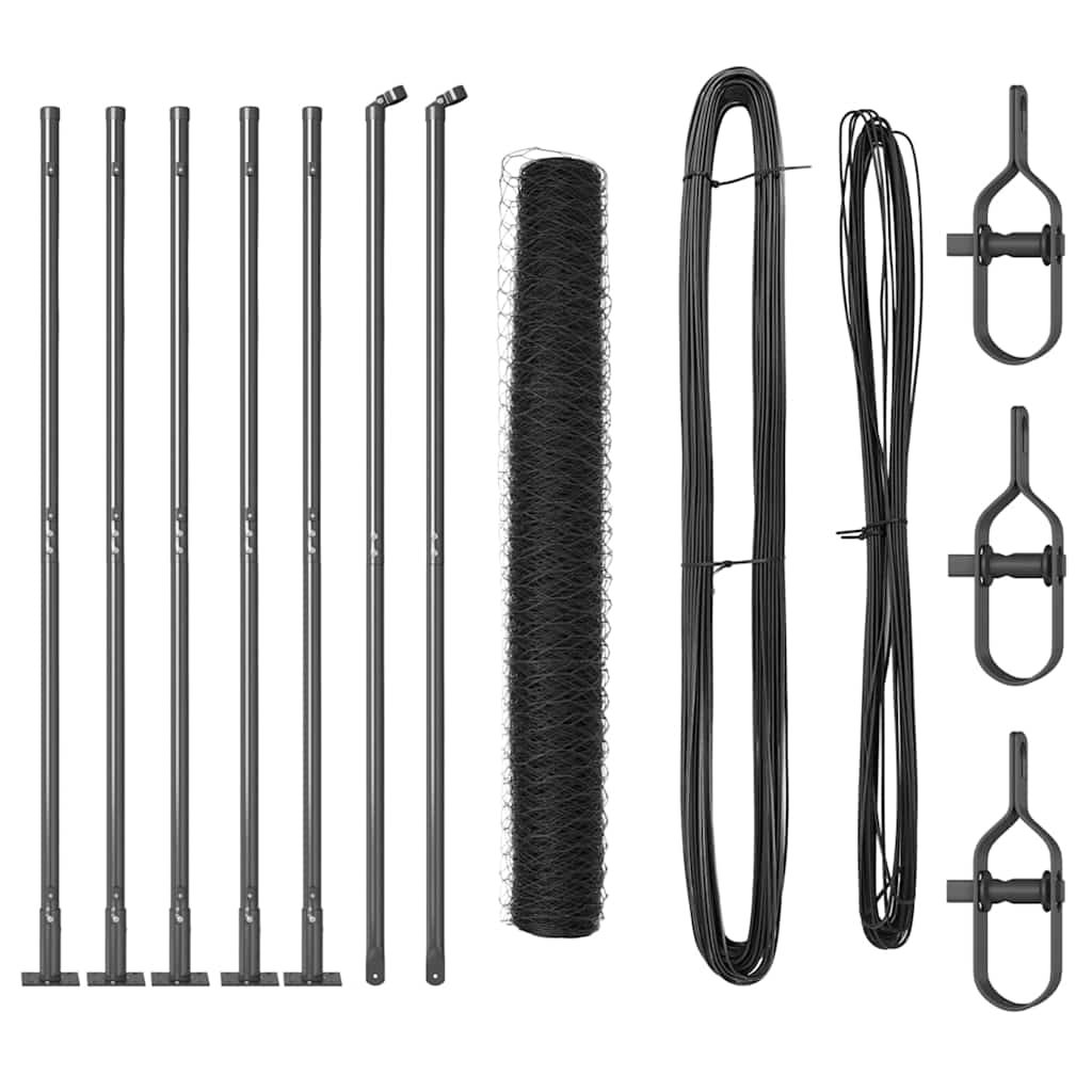 vidaXL Zaunpfosten Grau 10 x 1 m (50 mm Netz) Stahl und PVC Image