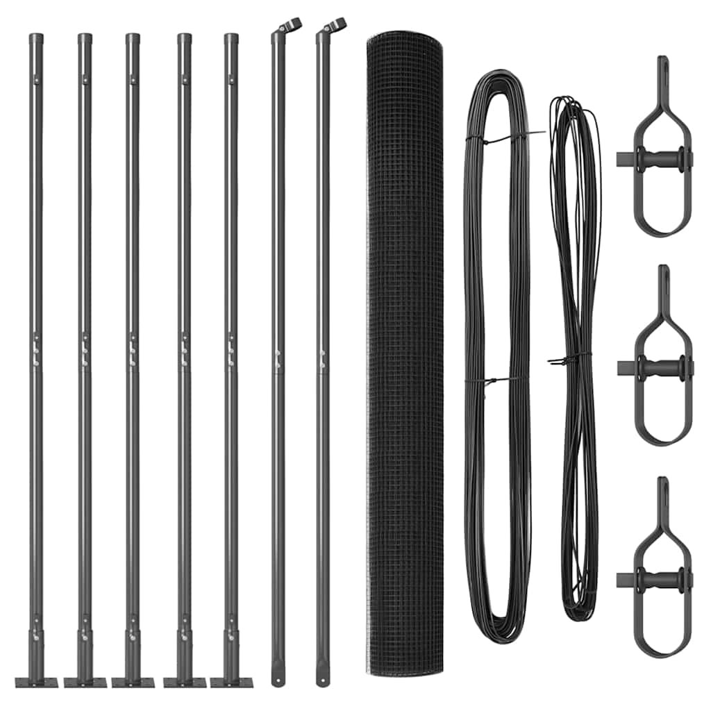 vidaXL Zaunpfosten Grau 10 x 1,4 m (25 x 25 mm Netz) Stahl und PVC Image
