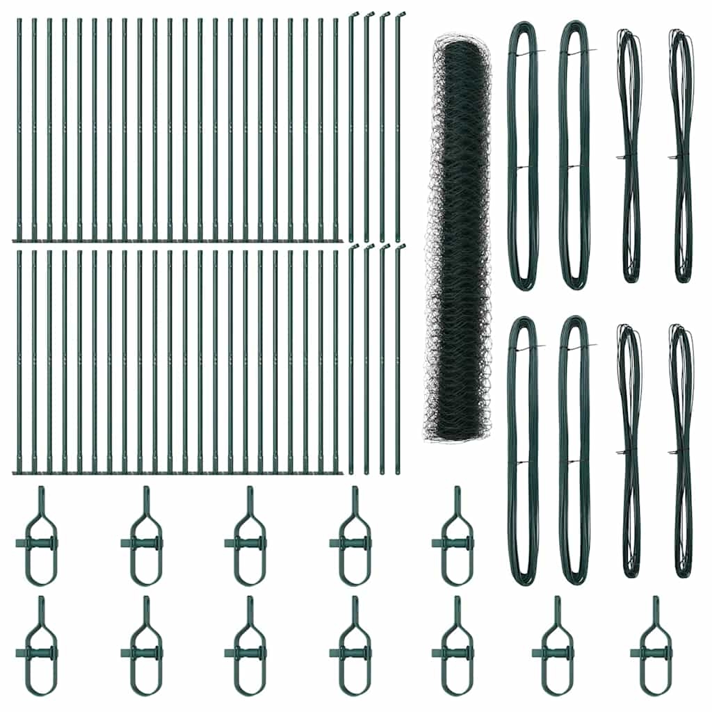 vidaXL Zaunpfosten Grün 100 x 1,2 m (50 mm Maschenweite) Stahl und PVC Image