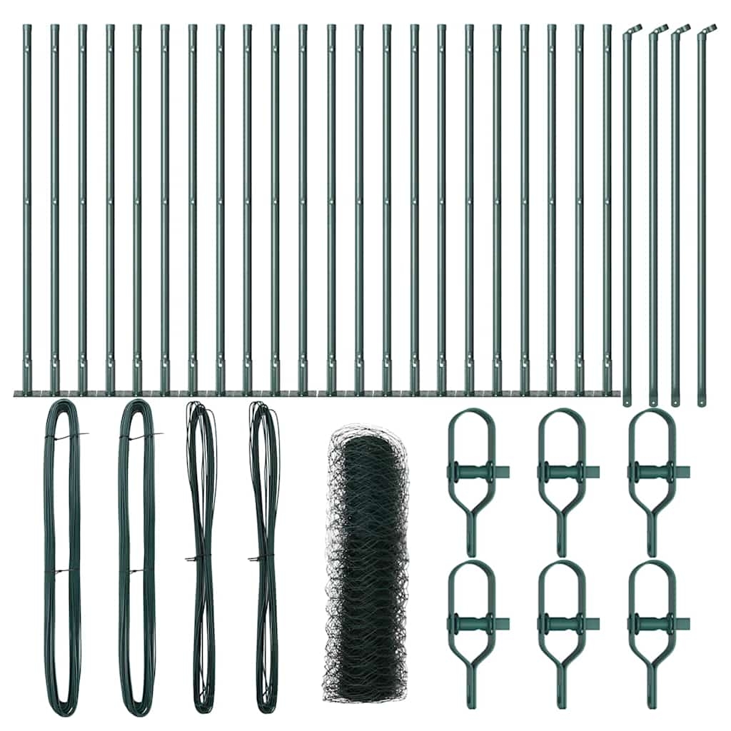 vidaXL Zaunpfosten Grün 50 x 0,5 m (50 mm Netz) Stahl und PVC Image