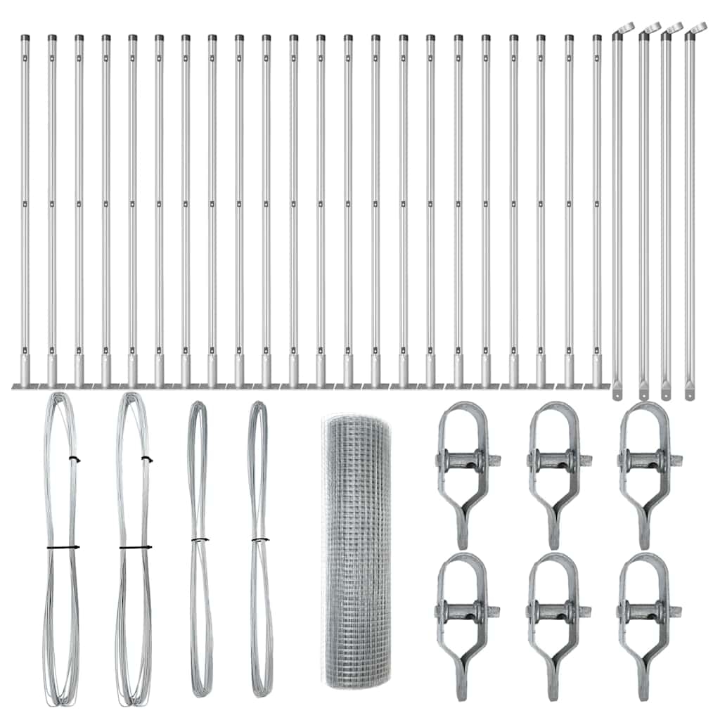 vidaXL Zaunpfosten Silber 50 x 0,4 m (25 x 25 mm Netz) Stahl Image