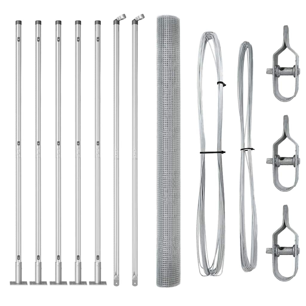 vidaXL Zaunpfosten Silber 10 x 1,6 m (12 x 12 mm Maschenweite) Stahl Image