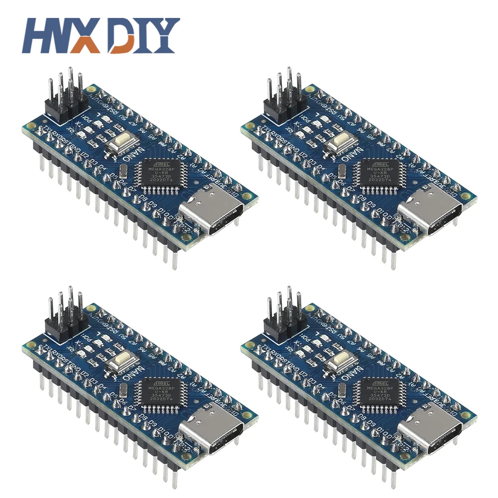 Scheda compatibile controller Mini / Type-C / Micro USB Nano 3.0 Atmega328P da 4 pezzi per driver USB arduino CH340 16Mhz ATMEGA328P