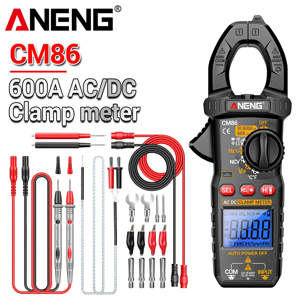 ANENG CM86 Digitales Multimeter Stromzangenmessgerät 600A AC/DC Strom Spannung Diode NCV Spannungserkennung Professionelle Elektrikerwerkzeuge Image