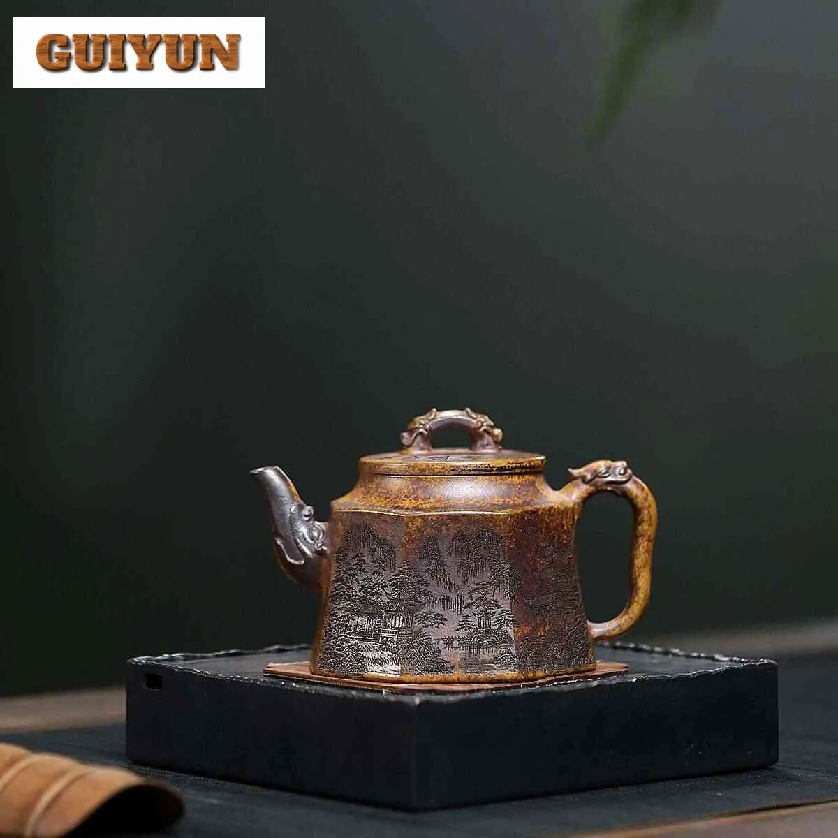 300 ml Vintage Yixing Lila Ton Teekannen Handgemachte Ryuzun Topf Roher Erz Kiel Gold Sand Schlamm Tee Maker Wasserkocher Sieb Zisha tee-Set