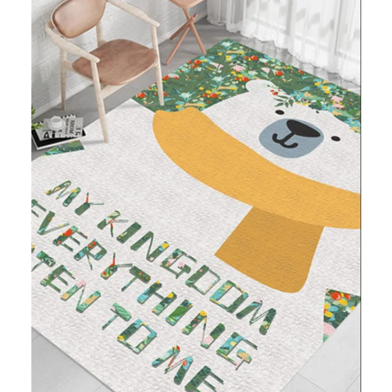 Weiße Bärenteppiche für Kinder, Wohnzimmer, Schlafzimmer, Kinderheim, Schlafzimmer, Dekoration, Matten, niedlicher Cartoon-Korridor-Teppich Image