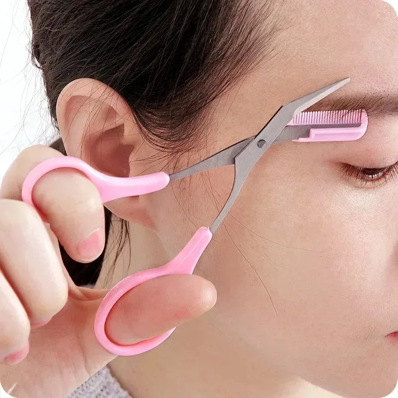 Sicherer Augenbrauenschneider, Make-up-Produkte, Augenbrauenschere aus Edelstahl mit Kamm, Haarentfernung, Rasierer, Augenbrauenformung, Make-up-Werkzeuge Image