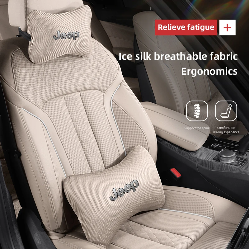Autositz Kopfstütze Lordosenstütze Kissen Nackenkissen für Jeep Renegade Wagoneer Avenger Recon Wrangler JK Gladiator Compass Gran Image