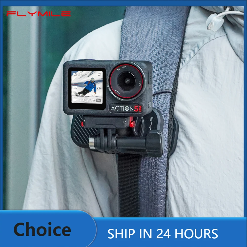Flymile Kameraclip Rucksackgurtclip für DJI Osmo Action 6/Action 5 Pro/NANO//Insta360 X5 Zubehör Vlgo Fotografiehalter Image