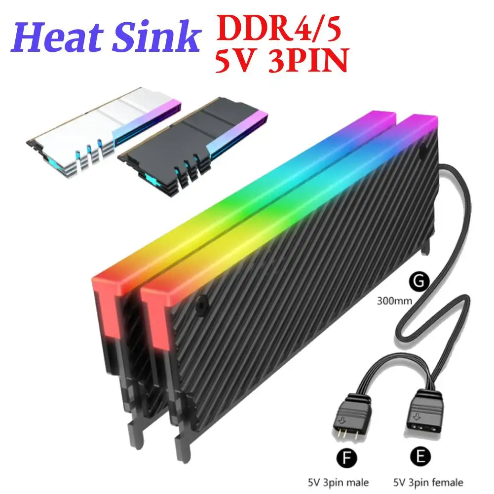 5V 3PIN ARGB PC Speicher Kühlkörper RAM Kühlung Weste Kühlkörper Kühler DDR4 DDR5 Wärme Kühler Kühler für Desktop PC Zubehör Image