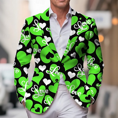 San Valentino Per uomo Cuore Giacca blazer Cappotto Di tendenza Confortevole Traspirante Artistico Casual Abbigliamento da sera 