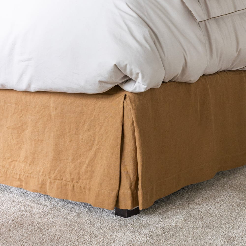 Cache sommier en lin lavé Cannelle 160x200cm