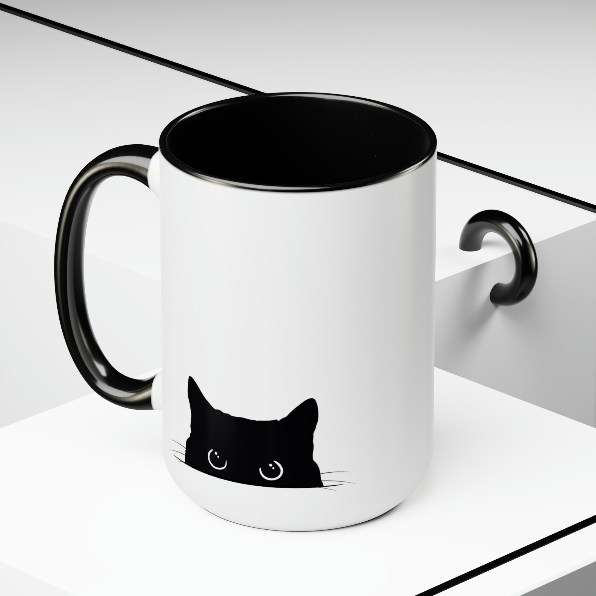 Tazza gatto nero 15 oz, tazza gatto, tazza gatto, tazza da caffè gatto, tazza da caffè gatto, regalo per amanti dei gatti, regali gatto nero, tazza ga