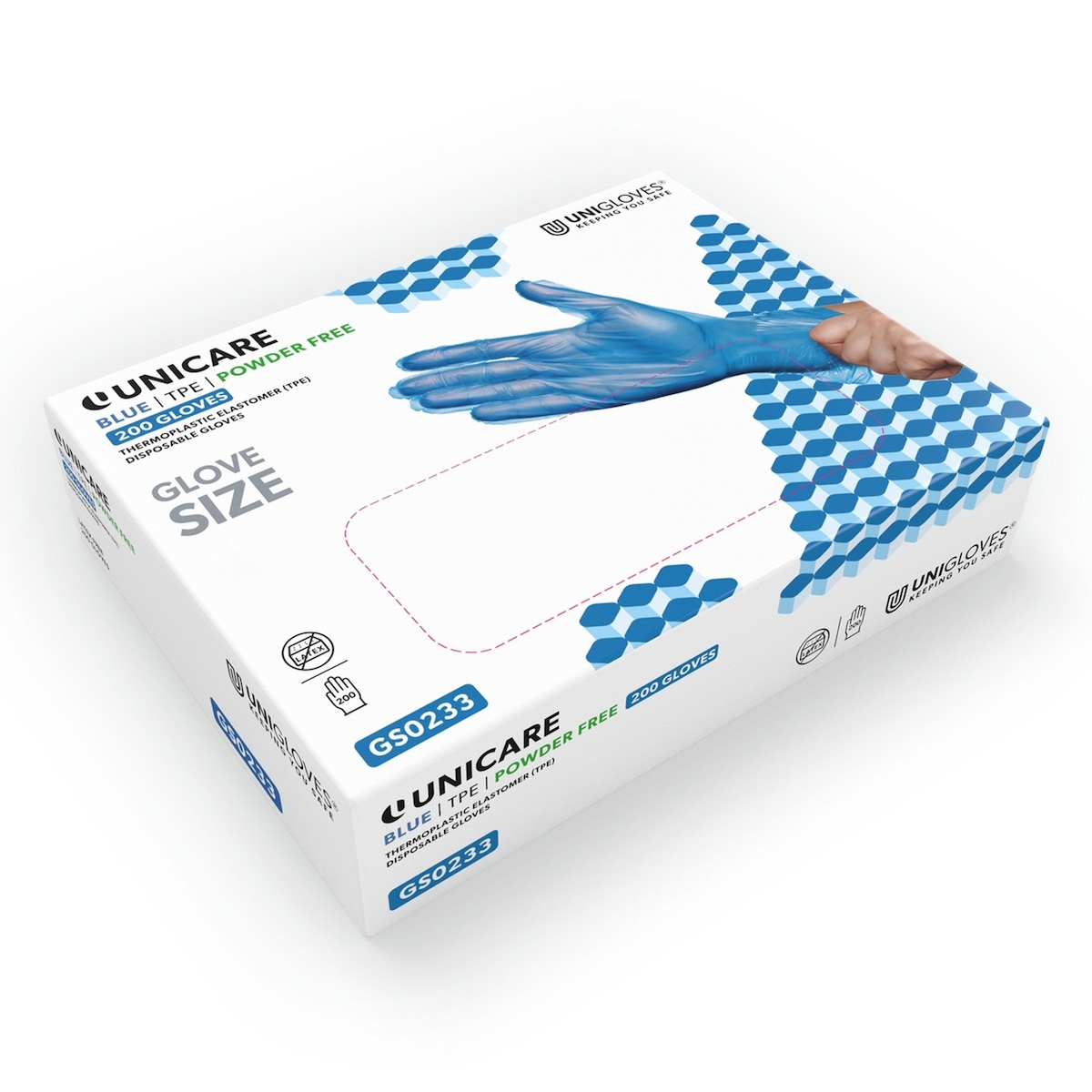 Unigloves Unicare Blue TPE Einweghandschuhe - Gr. M - 2000 Einmalhandschuhe Image