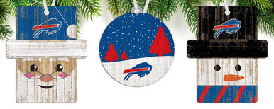 Buffalo Bills 3-Pack Christmas Ornament Set