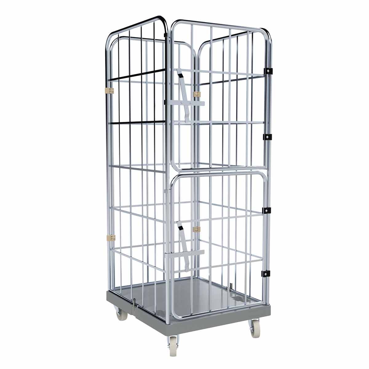 Oswald Transportgeräte Rollbehälter FV, 4-seitig, 2 schwenkbare Vordertüren, Rollplatte aus Kunststoff, 724 x 815 x 1.830 mm, 500 kg, Nutzhöhe 1.640 mm, Feuerrot Image