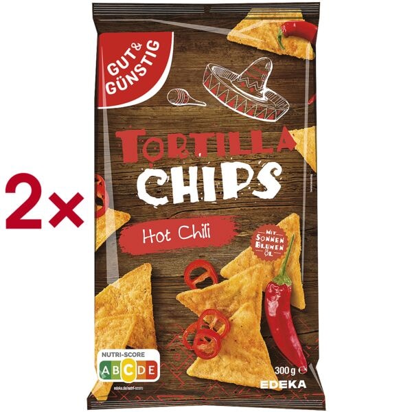 Gut & Günstig Tortilla Chips »Hot Chili« je 300 g 2 Stück Image