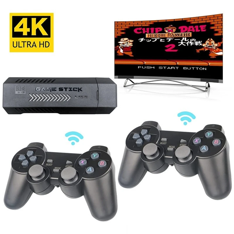 X2 Retro Video Game Console Stick HD 64GB Retro Classical Games Dual Wireless Controllers Video Game Consoles for Gift