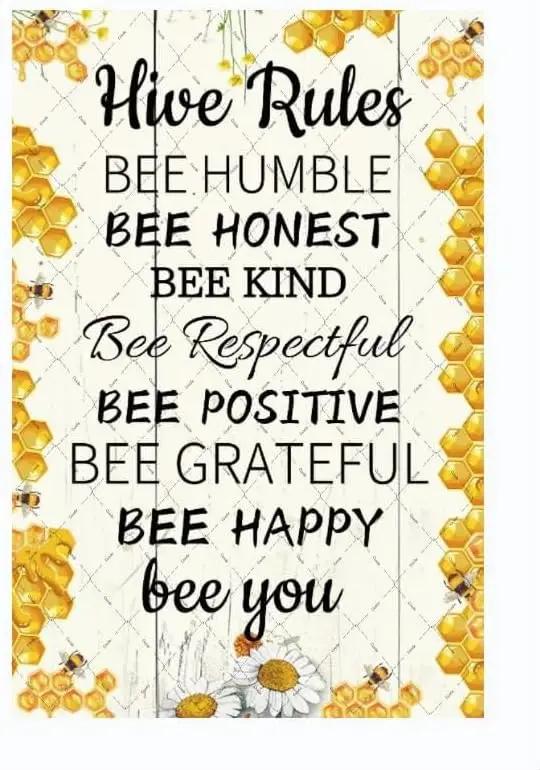 Cusde Hive Rules Metallblechschild Bee Humble Retro Dekor Ehrliche Wand Art Honig Dekoration Vintage Kunst für Haus Hütte Hof Backya