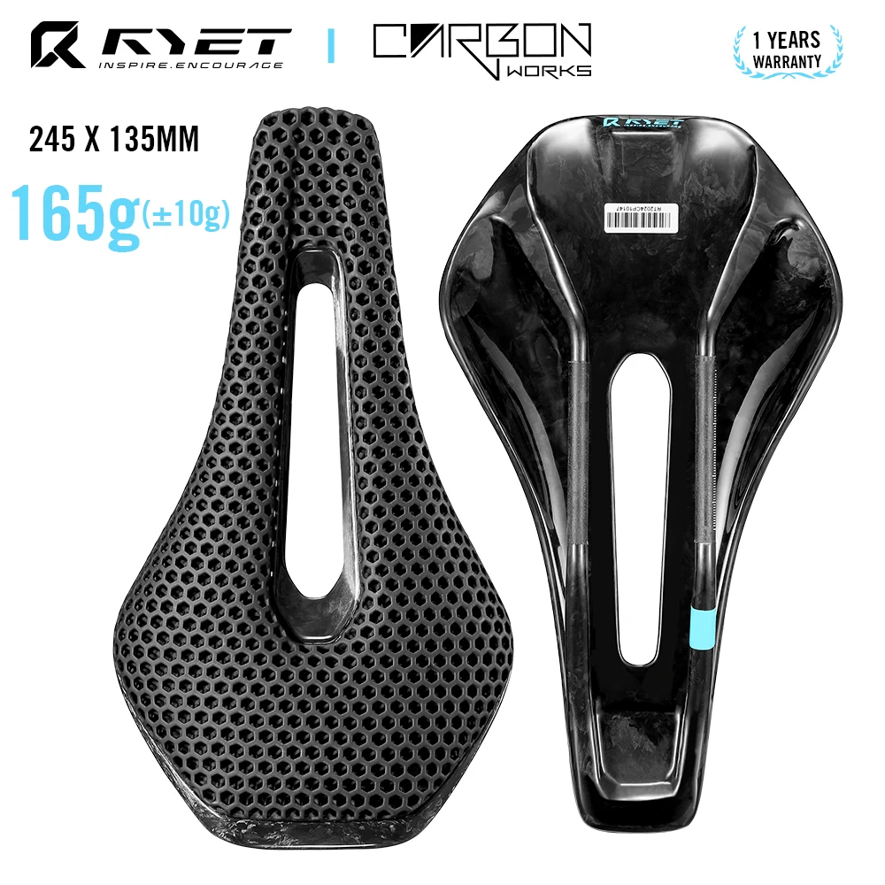 Sella Bici RYET 135/145/155mm in Carbonio Stampata in 3D, Sella Bici 245mm 260mm per MTB Gravel Bici da Strada, Componenti Bici