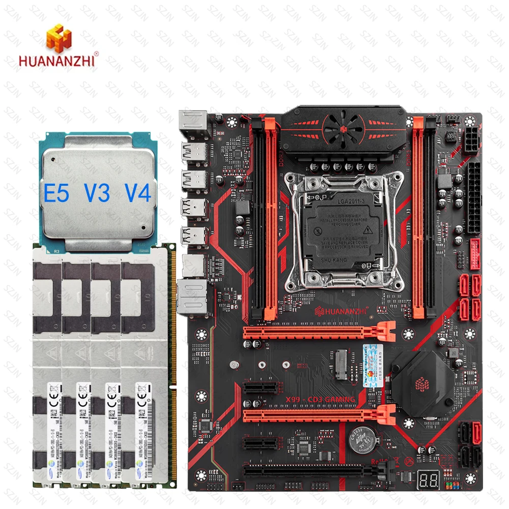 HUANANZHI CD3 X99 Motherboard Combo E5 V3 V4 DDR3 Max 128GB 1866NHz Unterstützung M2 NVME 8 SATA Server Suite Workstation Kit Xeon Image