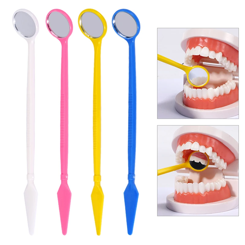 6 stücke Einweg Mund Prüfung Reflektor Spiegel mit Mix Messer Kunststoff Anti-fog-Objektiv Zahn Bleaching Instrument Oral Hygiene werkzeug Image