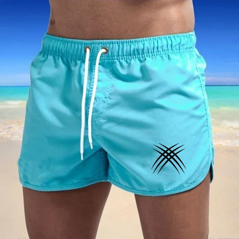 Casual Schwimmen Sommer männer Shorts Strand Badehose Schwimmen Gym Hosen Schnell Trocknend Homme Surfen Lüften Kordelzug Mode Täglichen Image