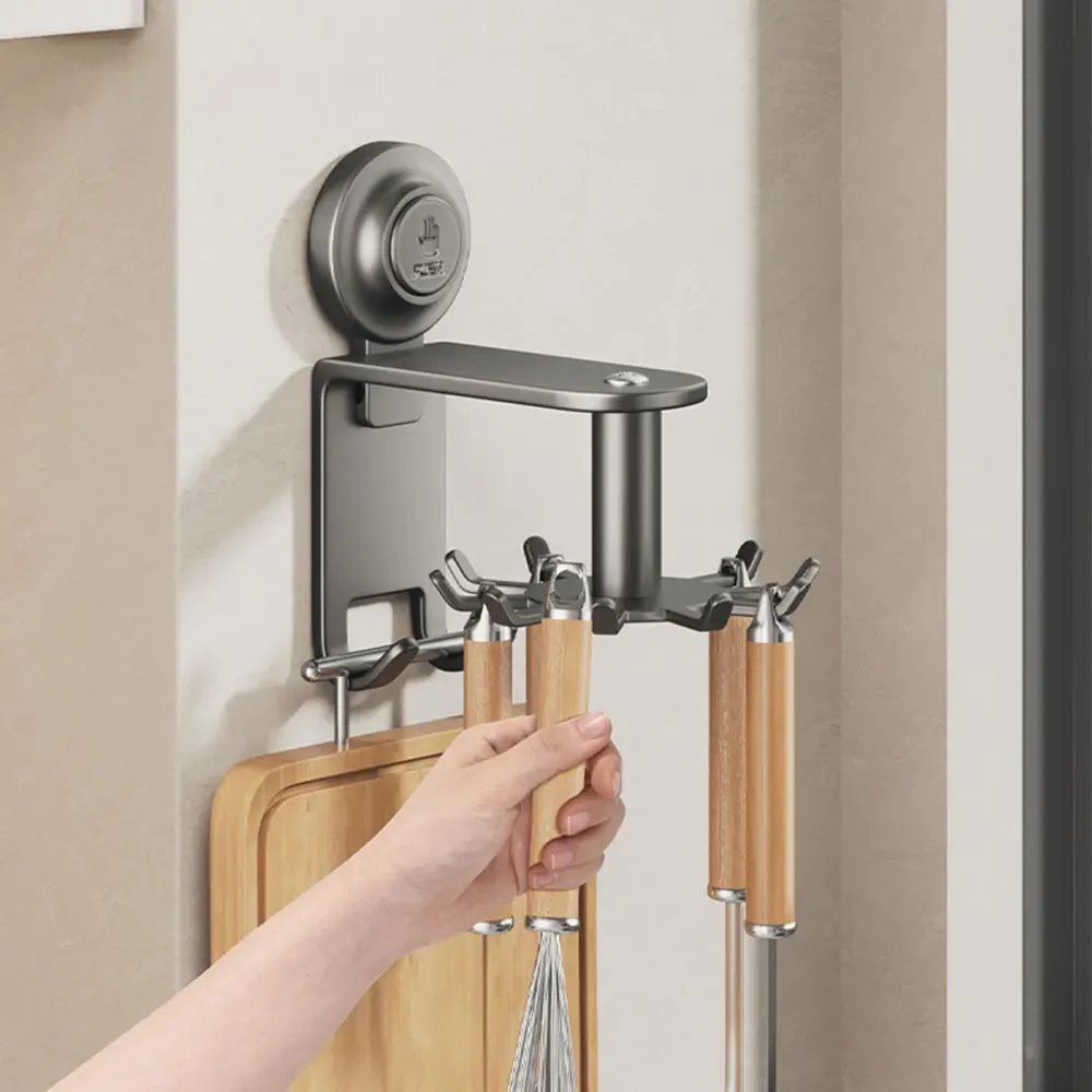 2025 neue Saugnapf Küchen haken nagel frei drehbare Küchen bedarf Haken Lager regal Küchen zubehör Löffel Kleiderbügel Haken Aluminium Küchen haken Starke Saugnapf Küche Aufbewahrung haken, die nicht