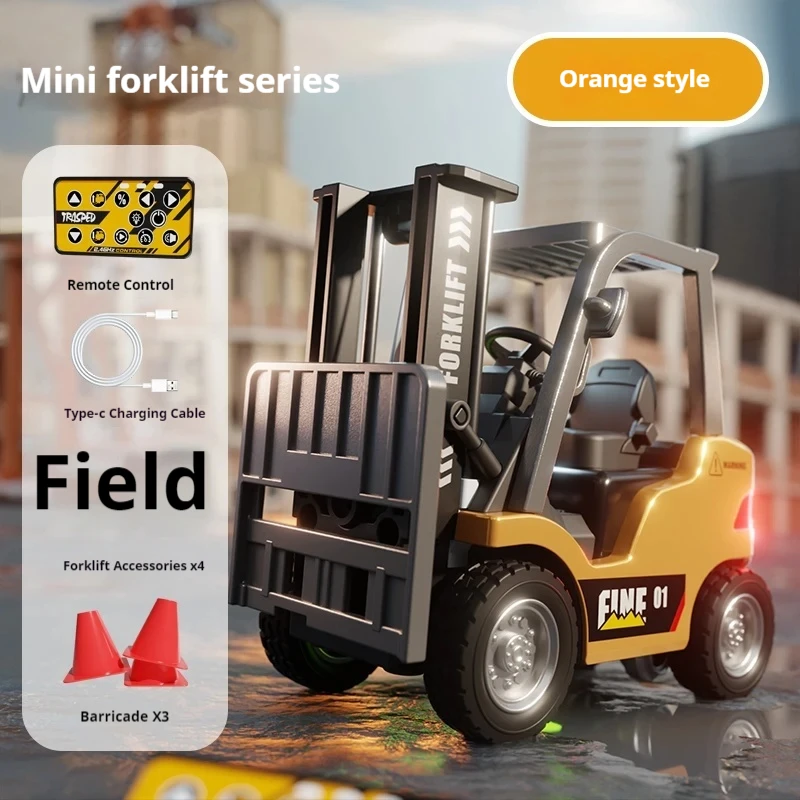 1:64 H6211g Mini-Gabelstapler aus Legierung, multifunktionales ferngesteuertes Spielzeug mit mehreren Halterungen, abnehmbar, geeignet für Jungenspielzeug, Geschenk Image