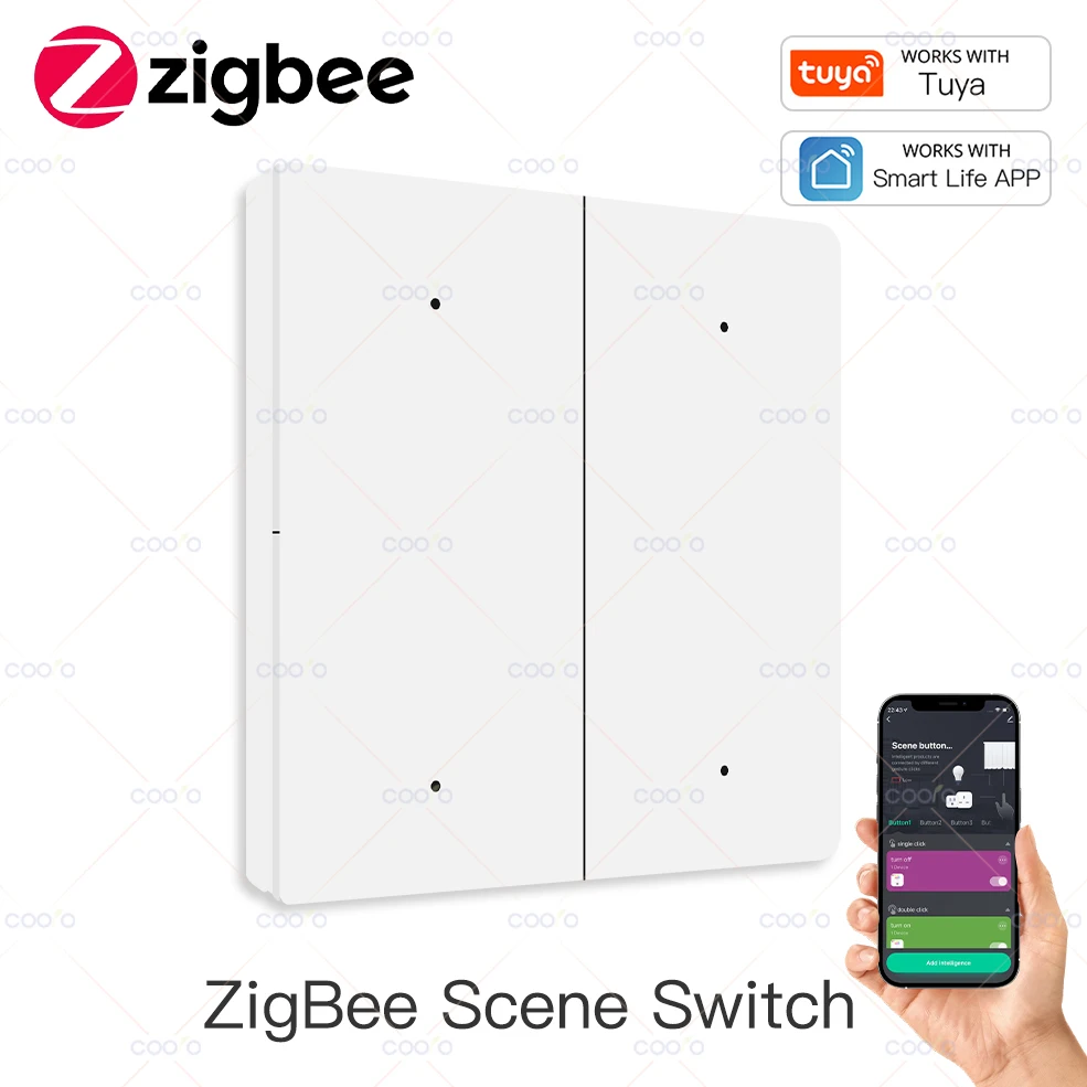 Tuya Smart ZigBee Szenenschalter, 4-Gang-12-Szenenschalter, Druckknopf-Controller, batteriebetriebenes Automatisierungsszenario für Smart Life Image