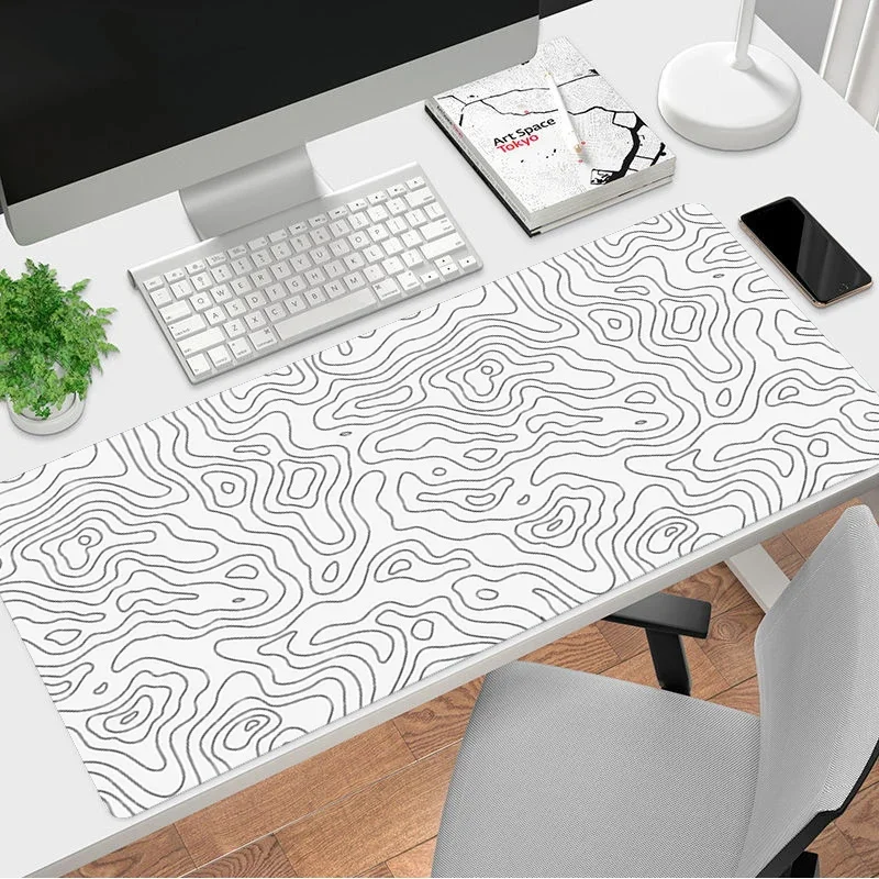 Schwarz-weiße Linien Mousepad HD Druck Computer Alfombrilla Gaming Mauspad Tastatur PC Tapis De Souris Mausepad Deskmat Image