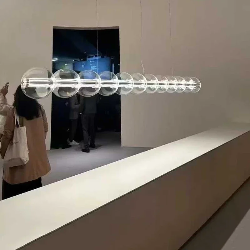 Moderne Linie Glas-Kronleuchter für Esstische, Kaffee, Schreibtisch, Küche, Designer-Pendelleuchten, dekorative Leuchten, Kronleuchter