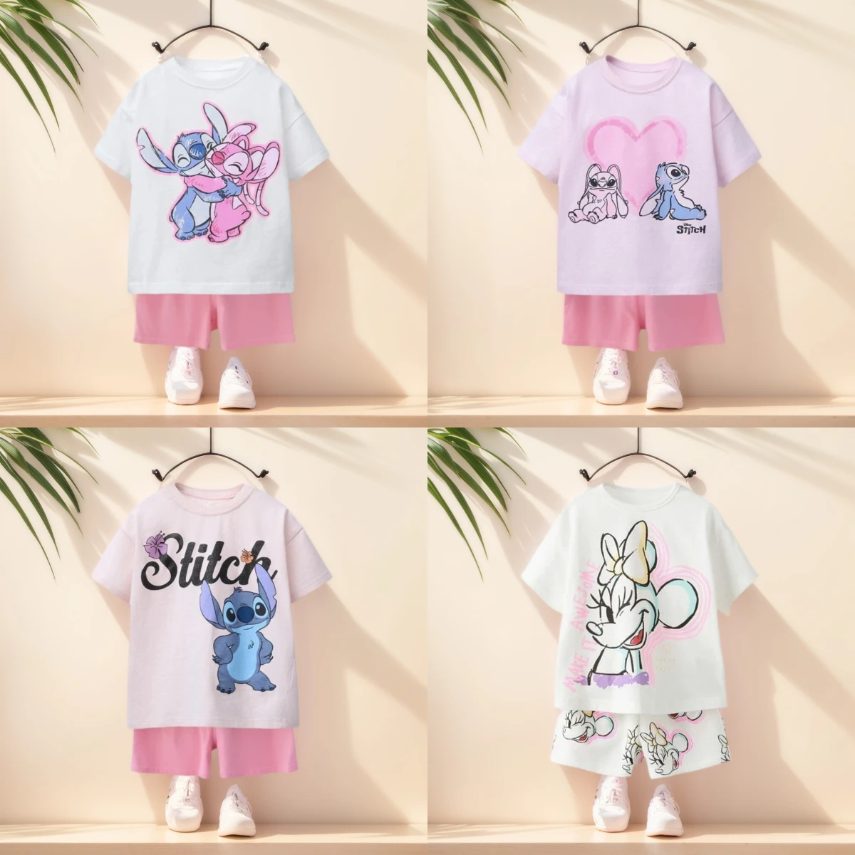 Minnie Sommer Mädchen Anzüge Rosa Prinzessin Kurzarm Outfits Kinder Top + Shorts Zwei-stück Set Süße Kinder kleidung Sets Image